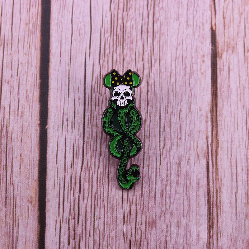 Scary Skull and Snake Brooch Magic Badge
