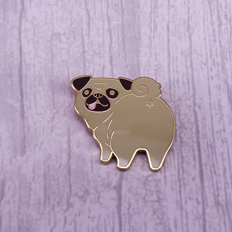 Cute pug brooch cartoon animal metal badge