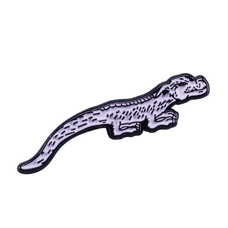 White lizard brooch reptile badge