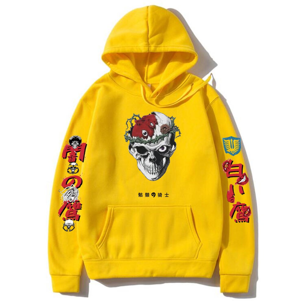 Anime Berserk Skeleton Knight Hoodie Men Women Harajuku Manga Print Hoodies Fleece Cotton Sweatshirt Casual Streetwear Pullover
