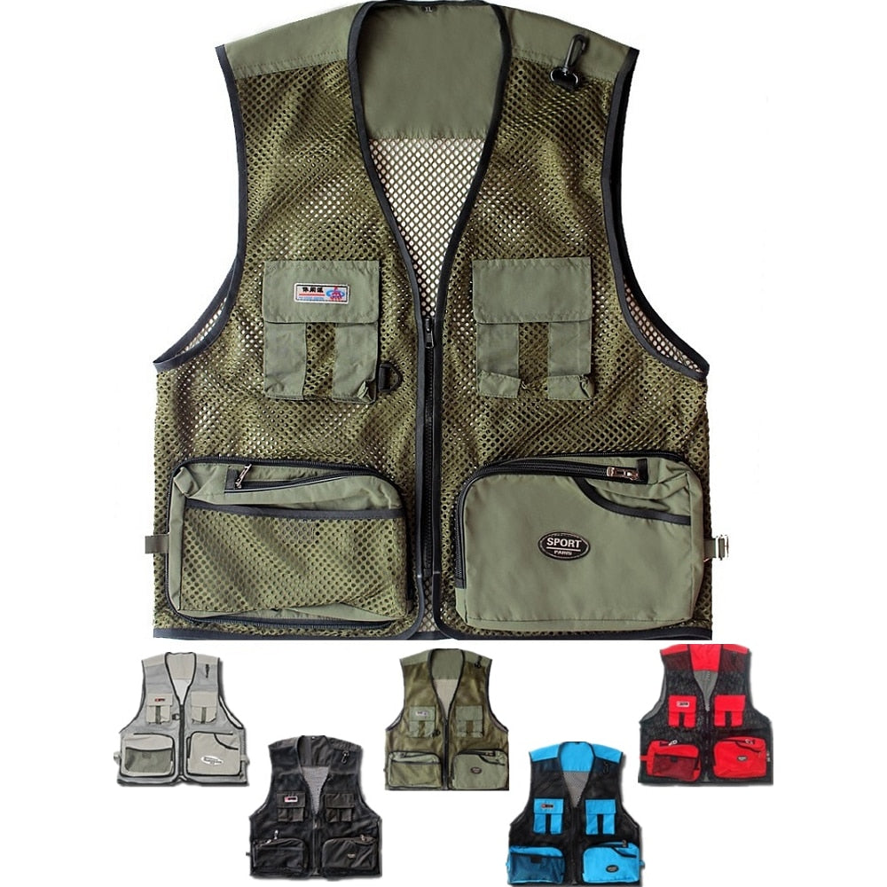 Men Summer Vest Outdoor Multi-pockets Photography Men Fishing Vest Mesh Male Vest Men Fishing Waistcoat Photography Clothing