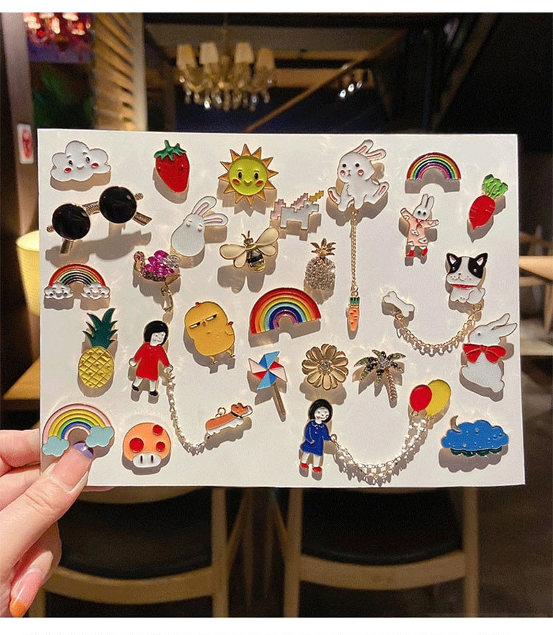 Fashion Rainbow Enamel Pin Cartoon Cute Fruits Food Mix Brooches Badges Backpack Lapel Pins Jewelry Gifts For Friends