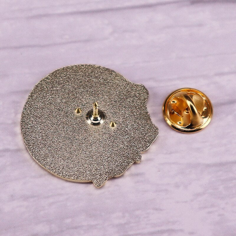 Black cat moon starlight flower fantasy art brooch cute daze cat badge