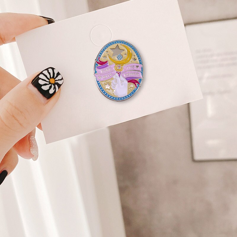 Beautiful magic wand brooch Japanese cartoon anime badge