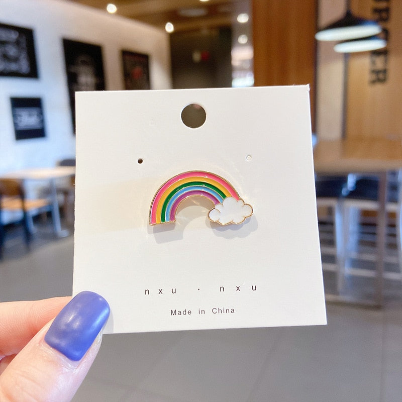 Fashion Rainbow Enamel Pin Cartoon Cute Fruits Food Animal Astronaut Brooches Lapel Badge Bag Jewelry Gift for Friends Wholesale