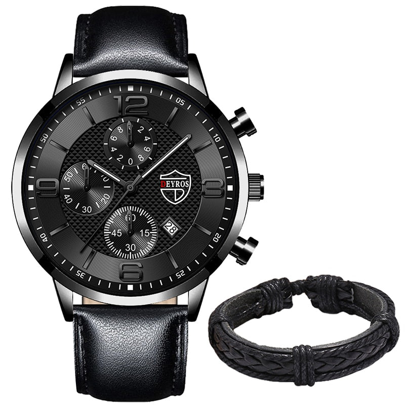 Fashion Brand Men's Watches Luxury Men Leather Quartz WristWatch  Leather Bracelet Watch Sports Casual Male Luminous Clock