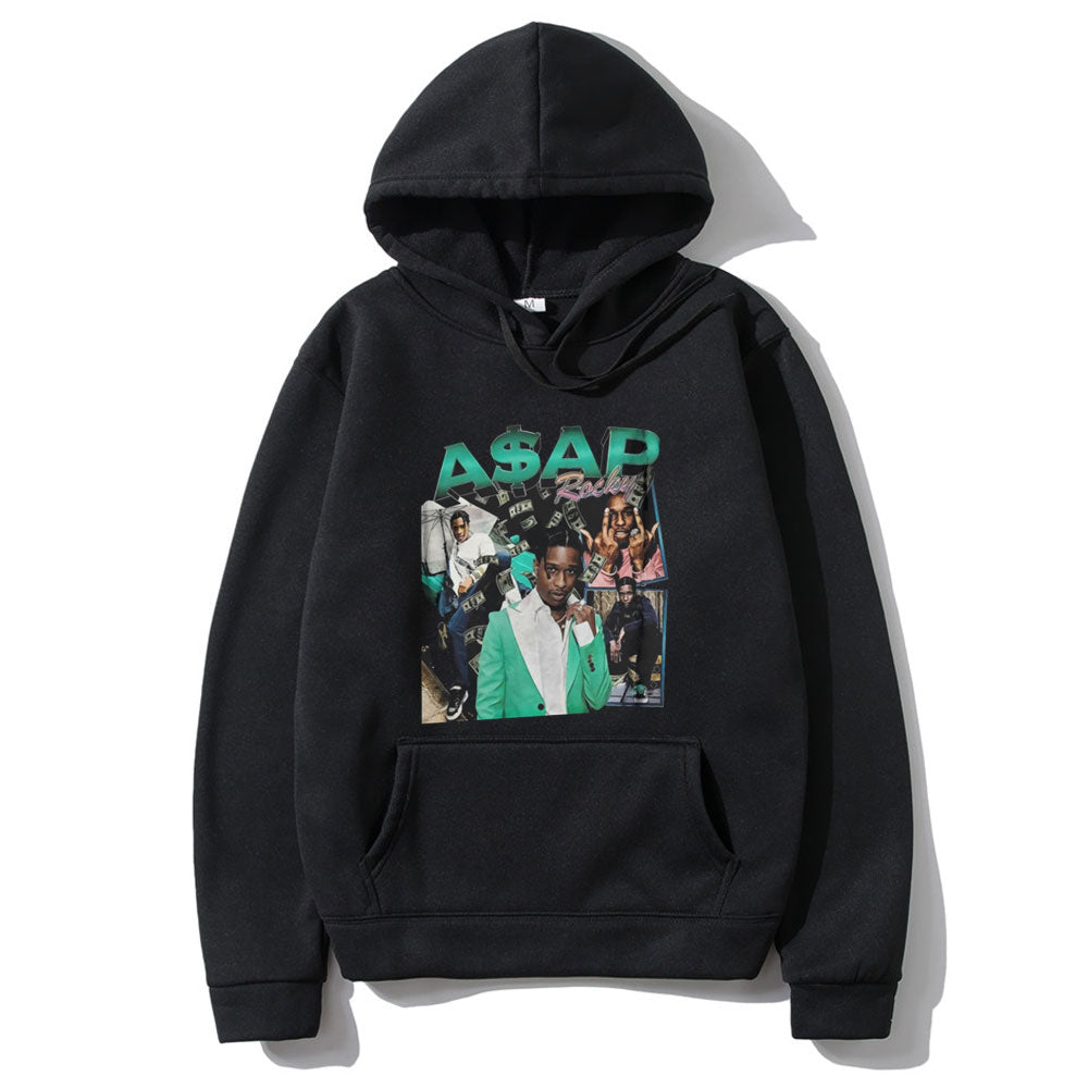 Awesome Hip Hop Rap ASAP Rocky Hoodie Men Women Oversized Street Hoodies Playboi Carti Hoody Harajuku Green Logo Print Clothes