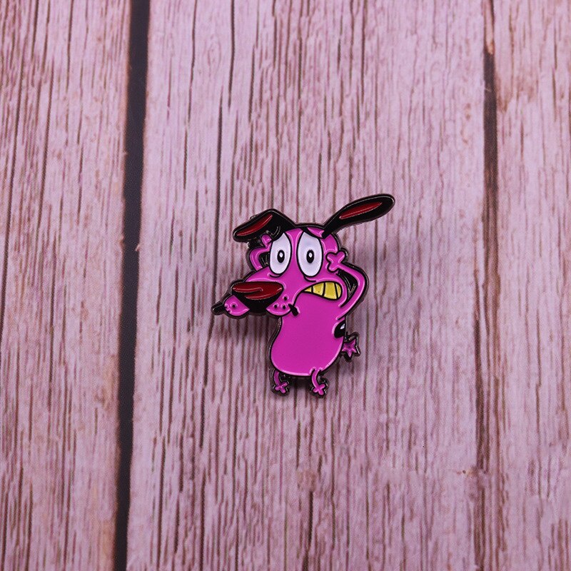 Cowardly Dog Hero Brooch Cartoon Comedy Animation Badge