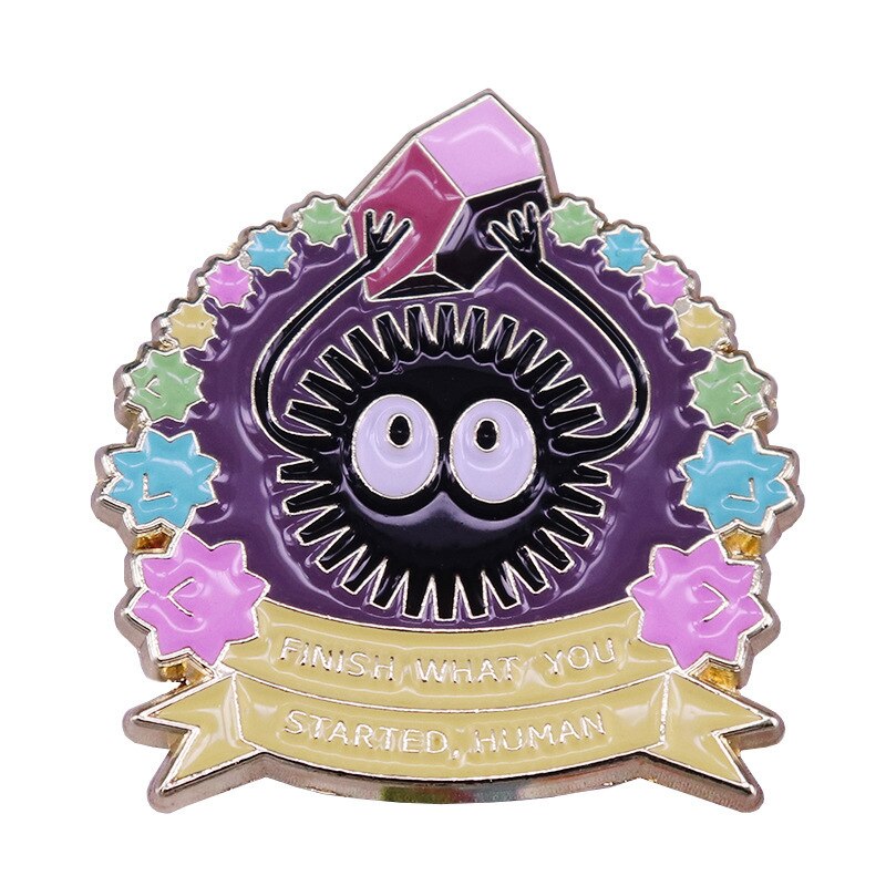 Cute dusty funny brooch "Clean up the mess, humans"-funny badge
