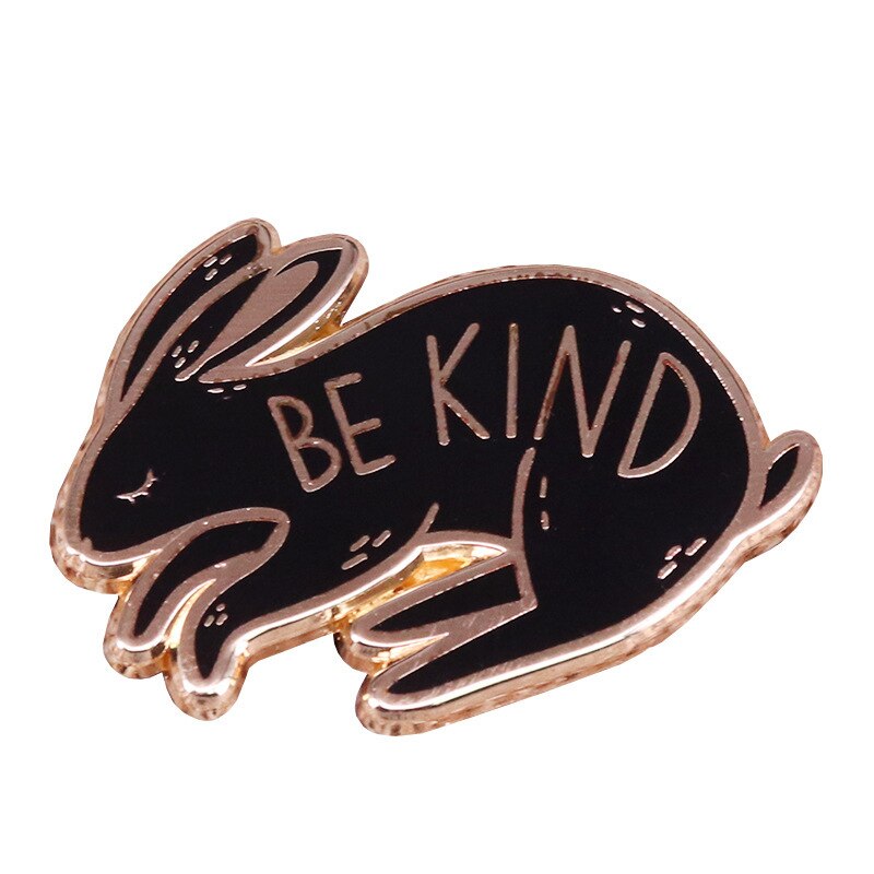 "Be kind"-cartoon bunny brooch cute statement badge