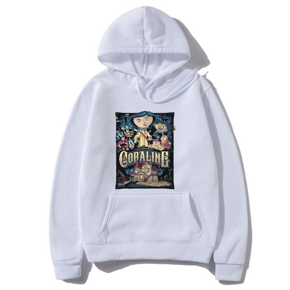 Tim Burton Neil Gaiman Nightmare Before Christmas Goth Dark Men Women Hoodie Coraline Print Hoodies Fashion Sweatshirt Swag