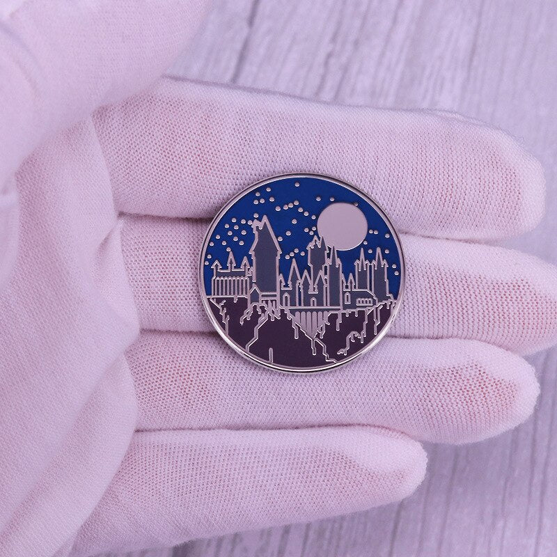 Magic School Castle Brooch Fantasy Novel Inspiration Badge