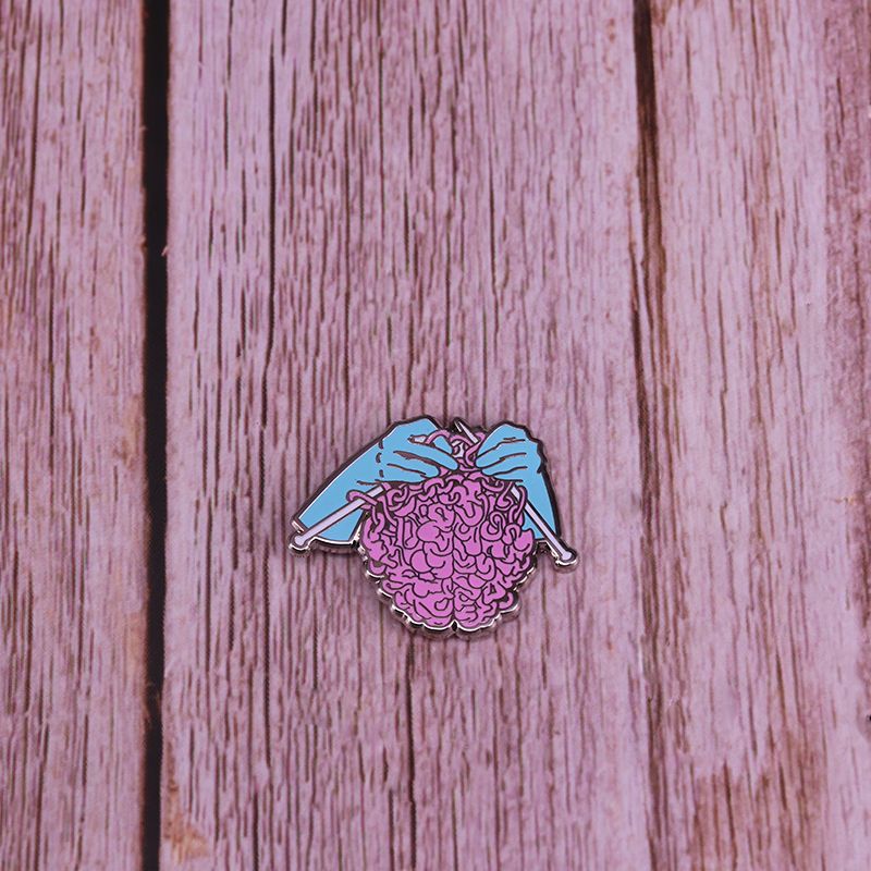 Beautiful Pink yarn brooch knitting badge