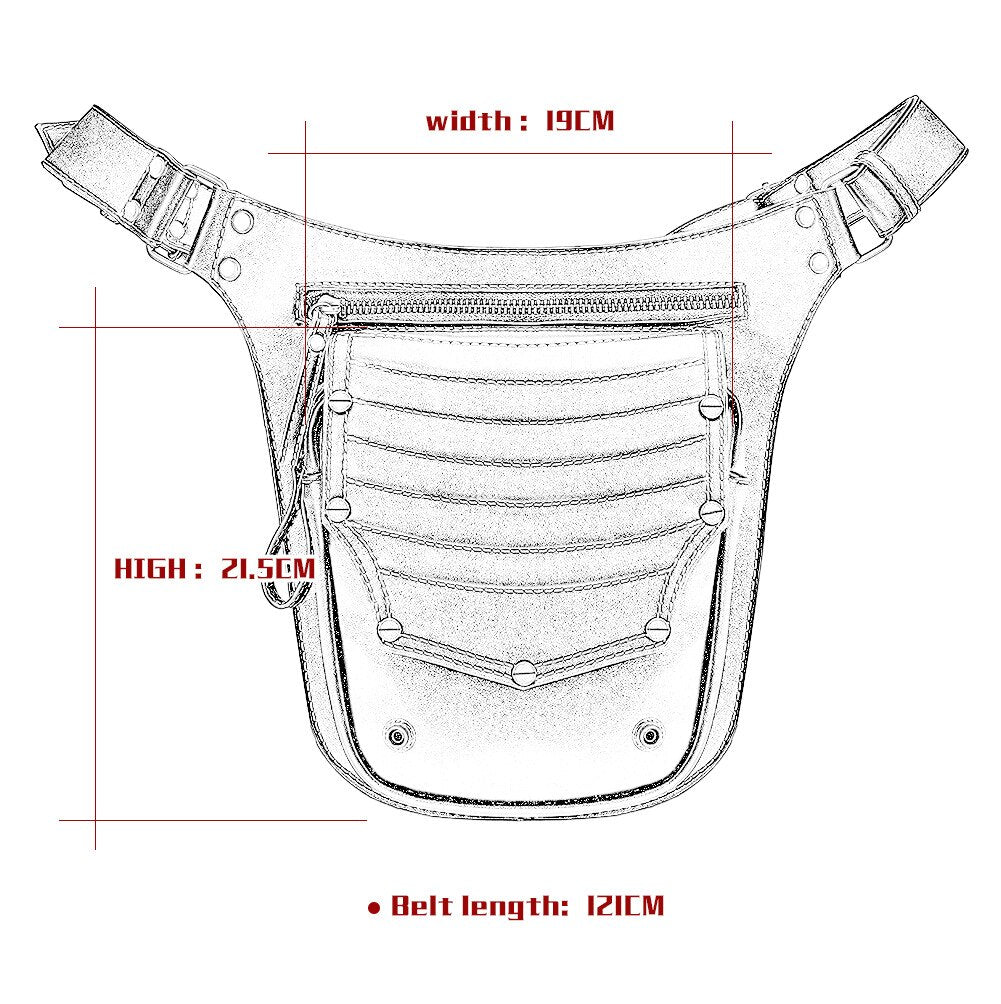 2021 Retro Rivet Waist Bag Motorcycle Leg Bag for Women Steampunk Fanny Pack Men Travel Purse Gothic Female Shoulder Chest Totes