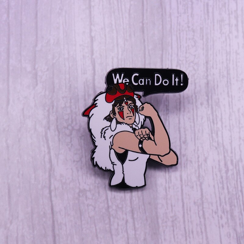 Magic princess san brooch "we can do it" feminist badge