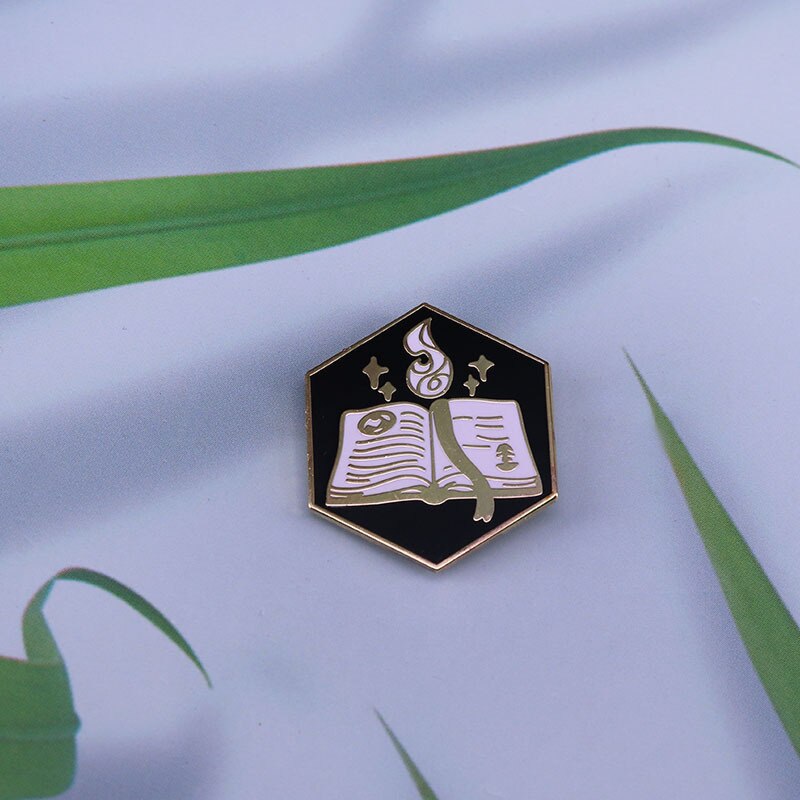 Magic theme sorcery book brooch fantasy witchcraft badge