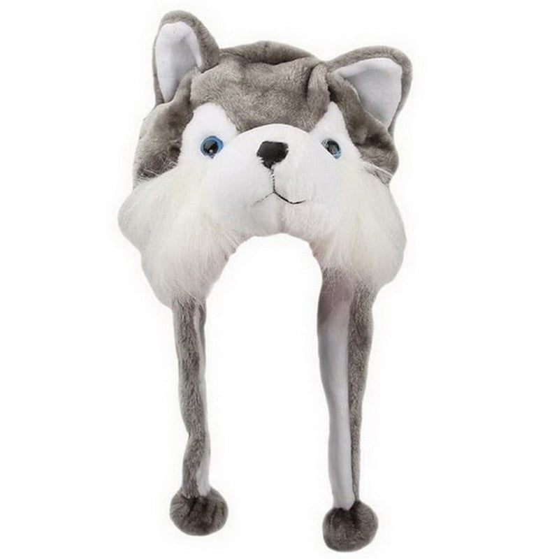 Adult Kids Winter Cute Plush Animal Character Beanie Hat with Pom Pom Ends Long