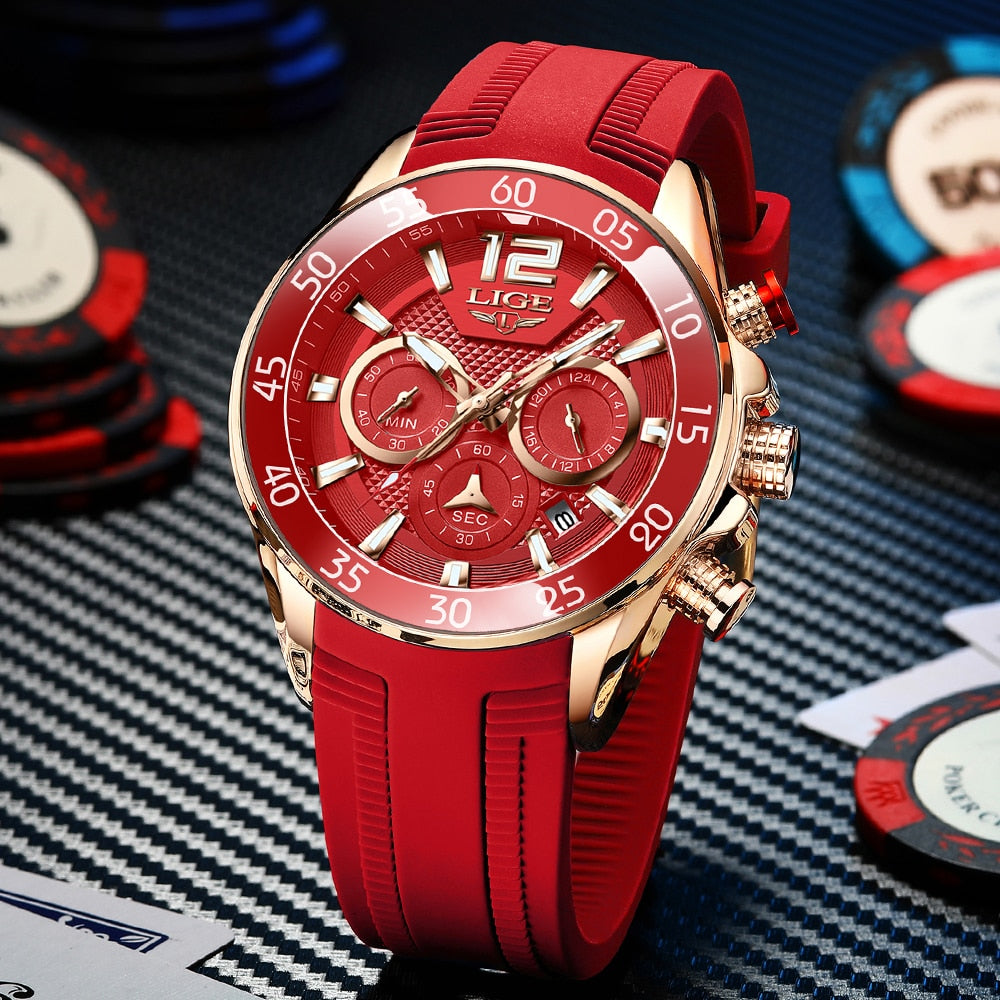 2022 LIGE Fashion Men Watches Sport Quartz Watch Man Brand Luxury Wristwatches Chronograph Waterproof Casual Clock Montre Homme