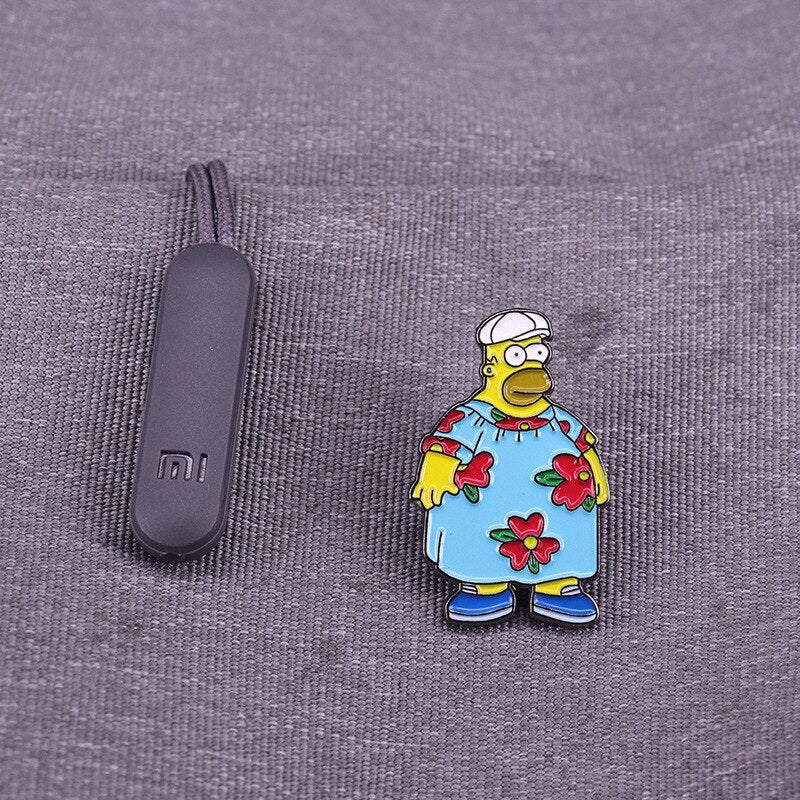 Fat Homer Cartoon Badge Cute Funny Anime Character Badge