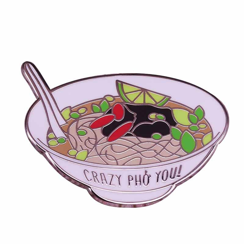 Crazy Pho Lovers Brooch Food Art Badge