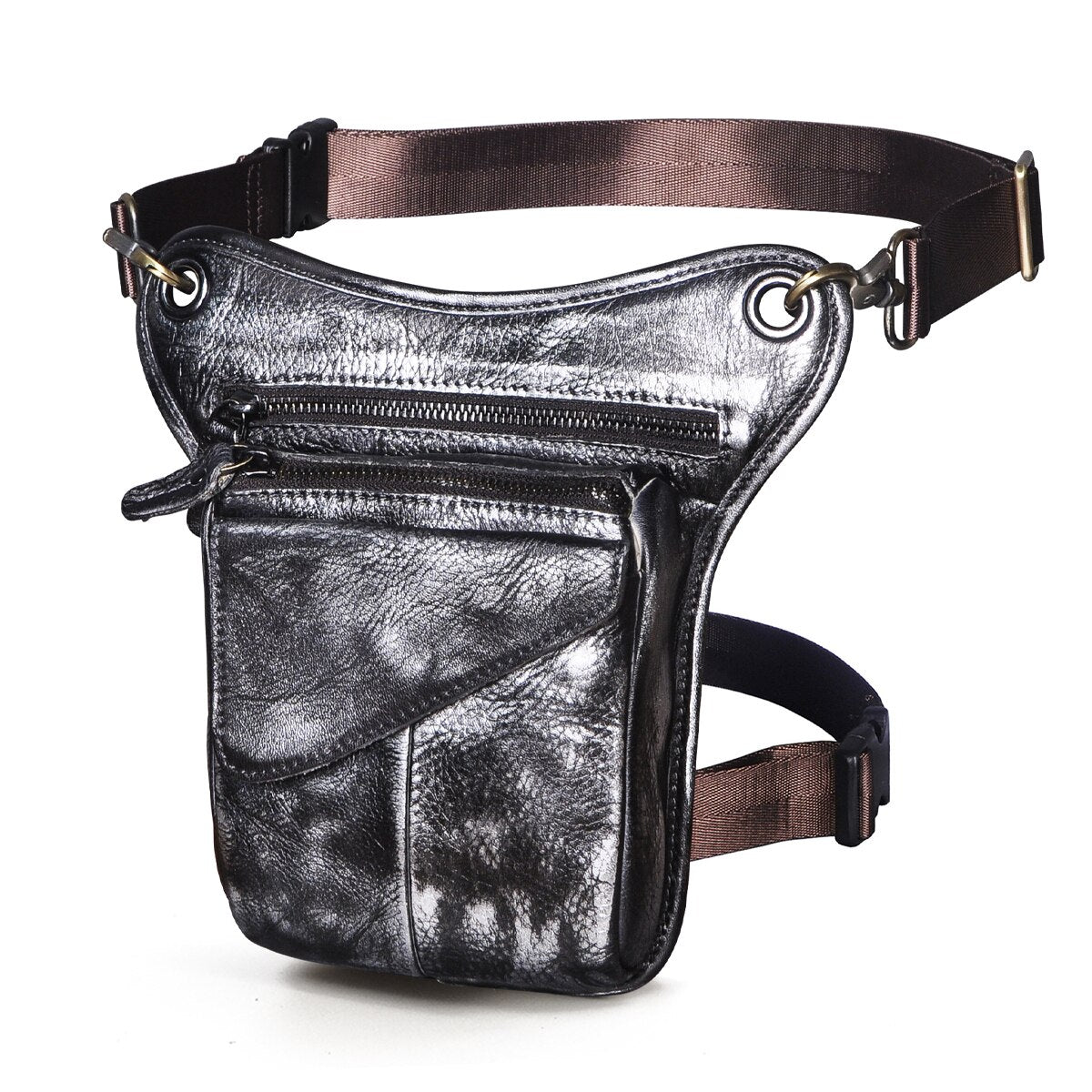 Real Leather Men Multifunction Design Casual Sling Shoulder Messenger Bag Fashion Travel Waist Belt Pack Drop Leg Bag 211-3-g
