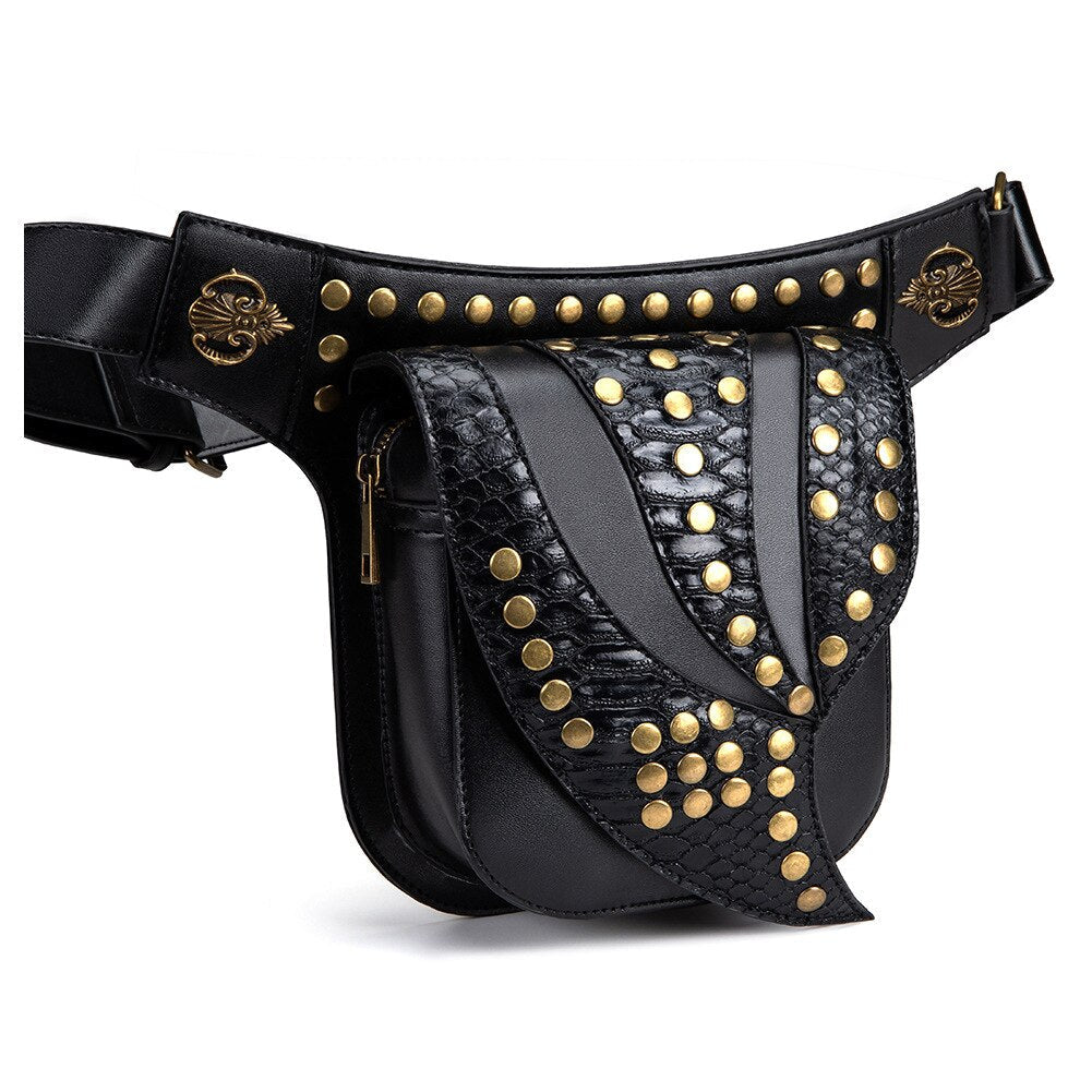 2021 Steampunk Waist Leg Bags Women High Quality Leather Victorian Style Biker Purse Thigh Hip Belt Packs Messenger Shoulder Bag
