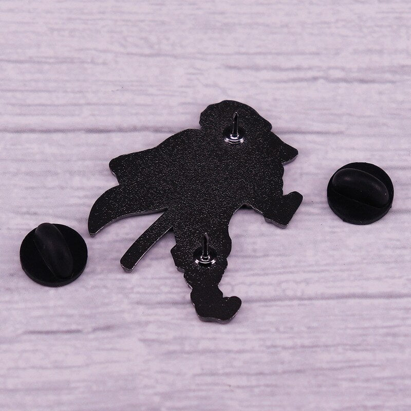 Cool Swordsman Cartoon Brooch Japanese Boy Manga Inspiration Badge