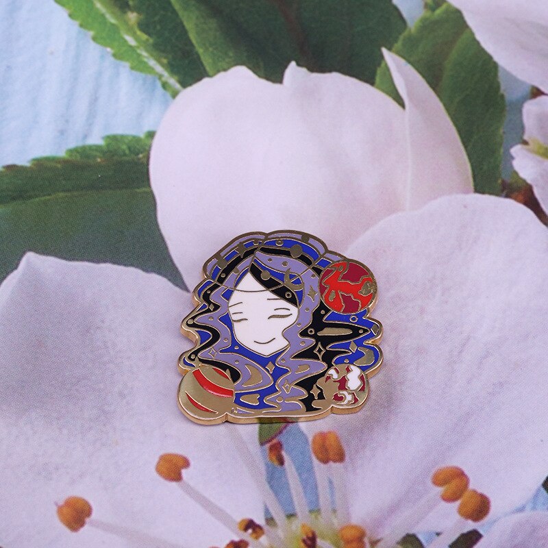 Cosmic Girl Brooch Beautiful Galaxy Nebula Girl Badge