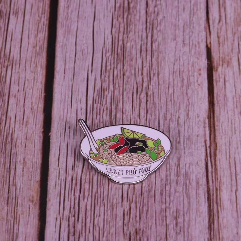 Crazy Pho Lovers Brooch Food Art Badge