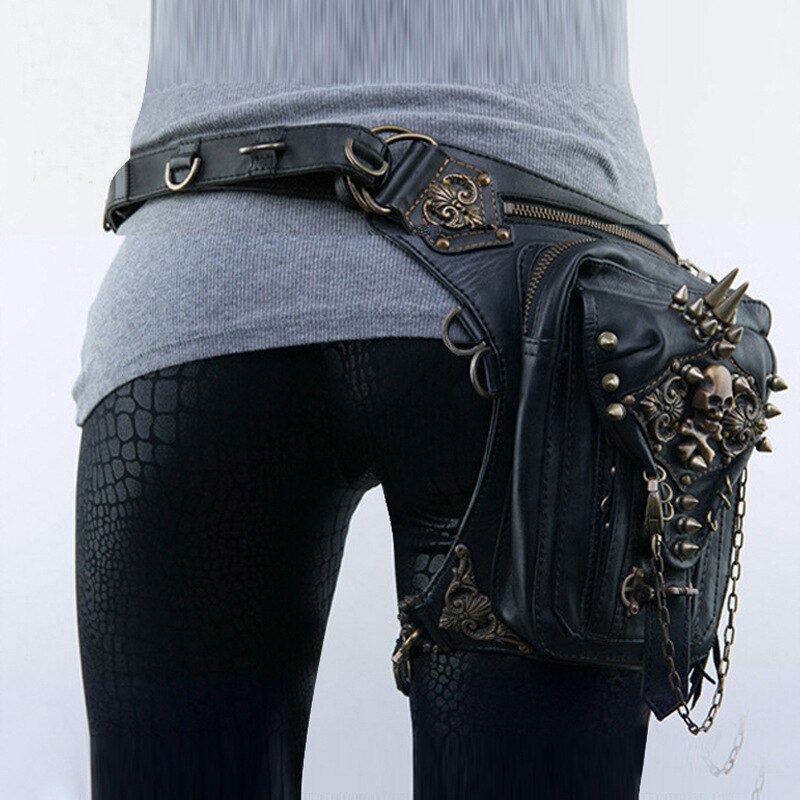 Steam Punk Bag Retro Rock Gothic Waist Bags Packs Style for Women Goth Shoulder