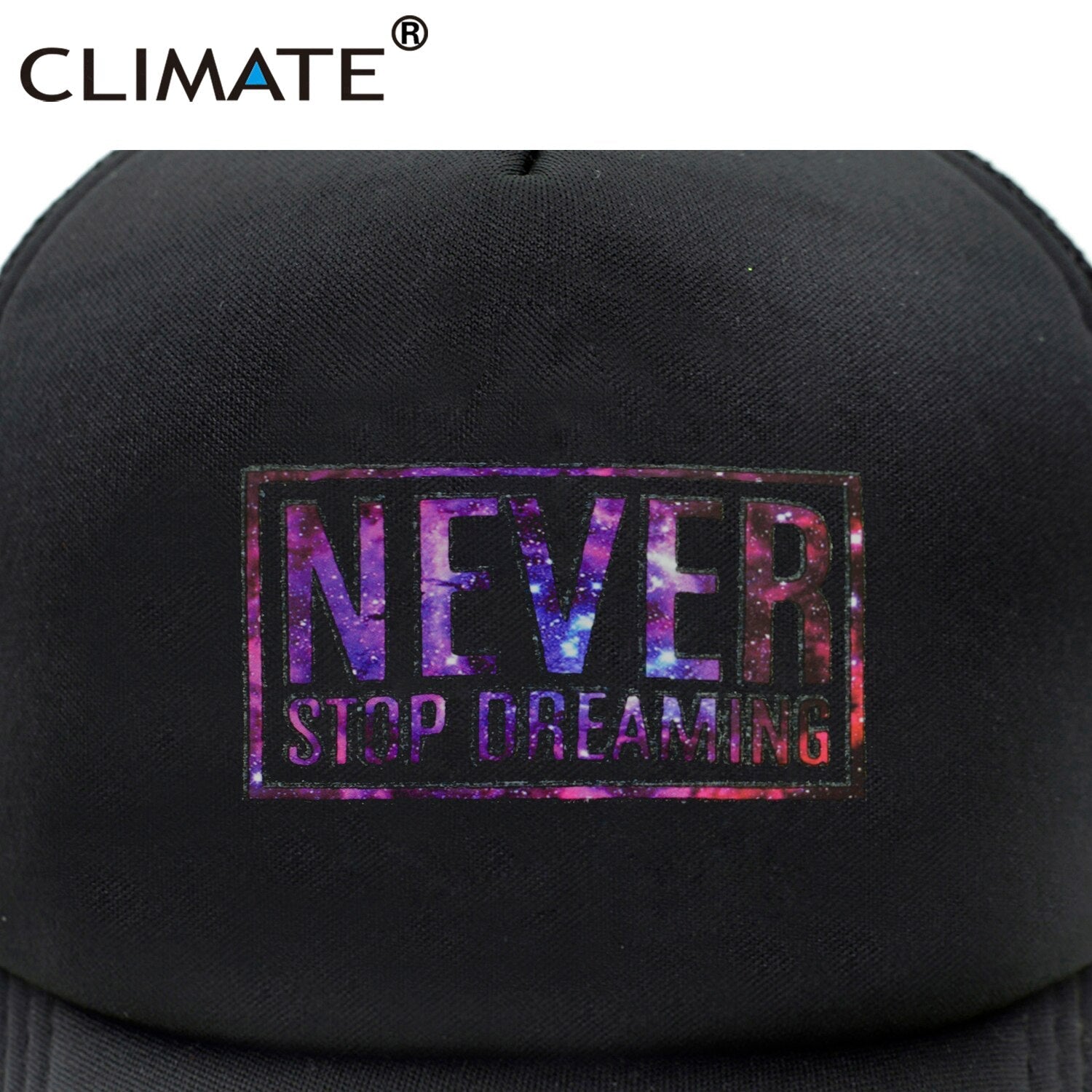 CLIMATE Mesh Cap 3D Stars Never Stop Dream Cool  Trucker Cap Youth Black Cap Summer Hip Hop Mesh Trucker Caps Hat for Men Youth