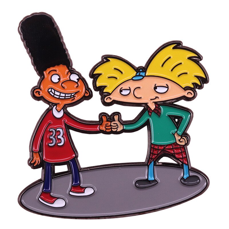 Arnold and Gerald brooch family comedy animation "Hey, Arnold! "badge