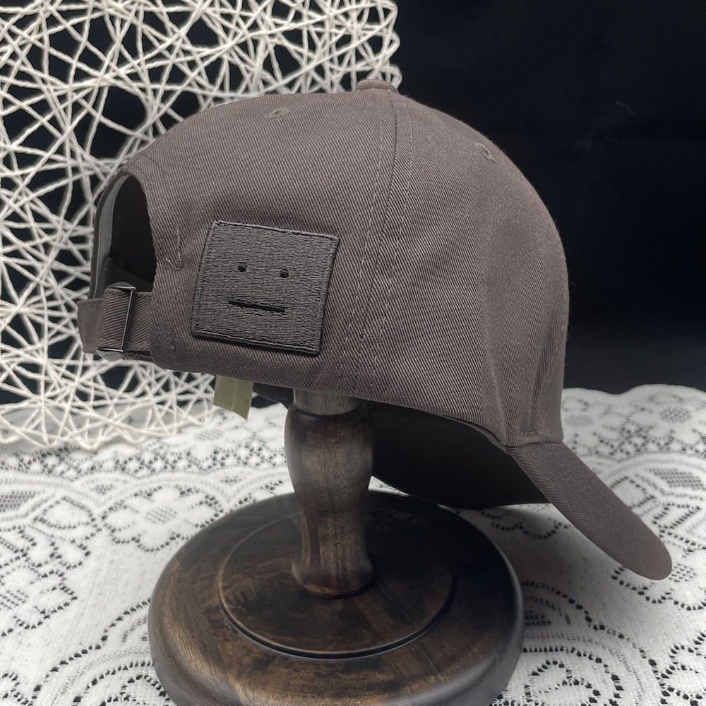 AC Studio Unisex Solid Color Smiley Baseball Cap Breathable Cotton Snapback Sun