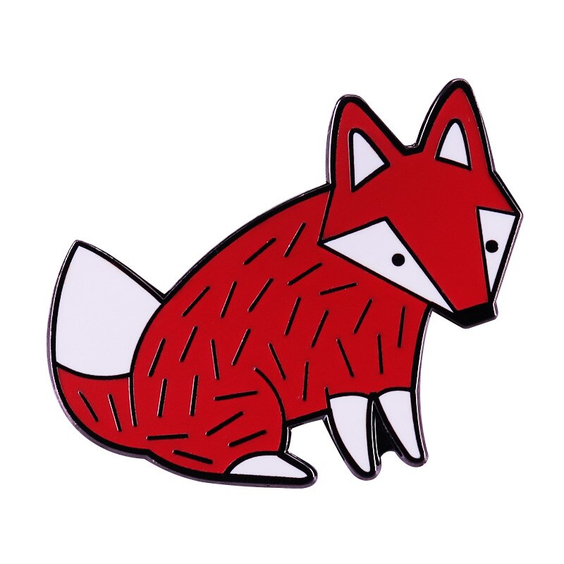 Cute red fox brooch cartoon origami small animal badge