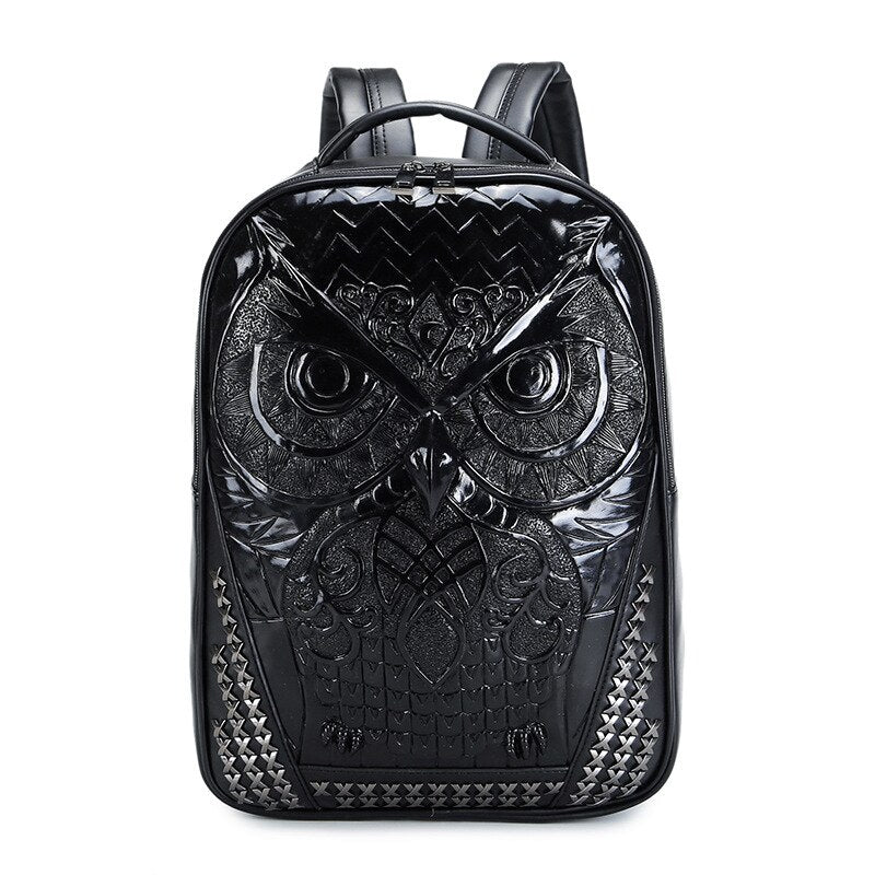 Cool 3D Owl Backpack Big Laptop Bagpacks For Women And Men High Quality Motor Biker Back Packs Male Punk Motorcycle Travel Purse