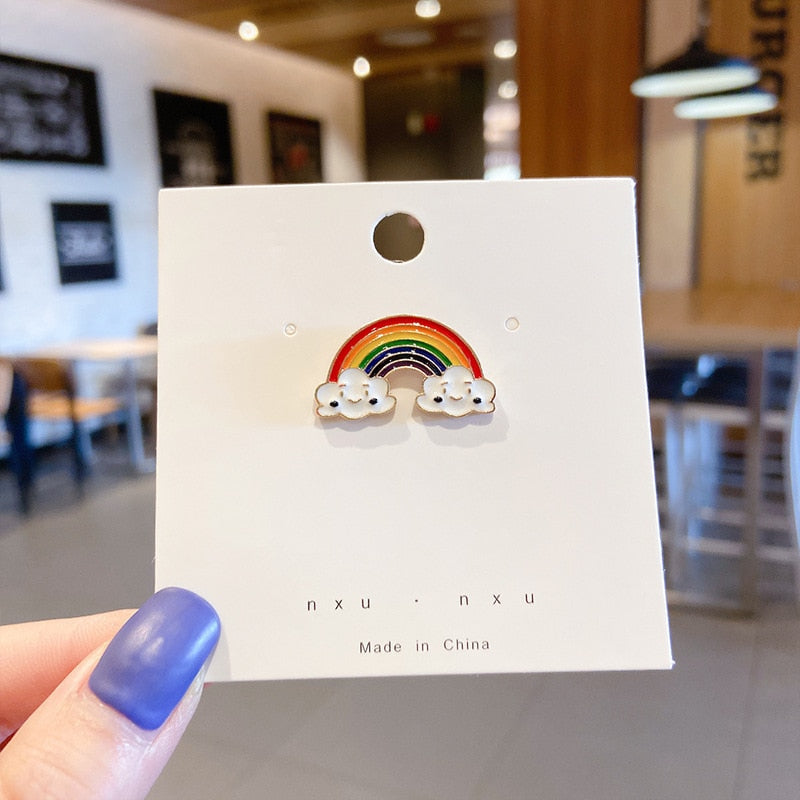 Fashion Rainbow Enamel Pin Cartoon Cute Fruits Food Animal Astronaut Brooches Lapel Badge Bag Jewelry Gift for Friends Wholesale