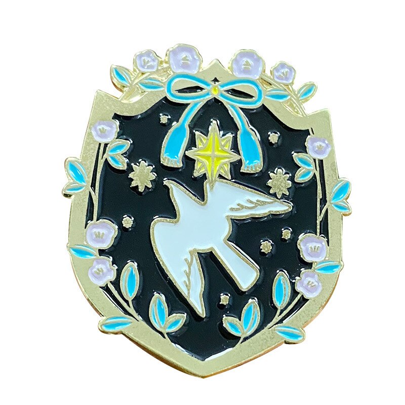 Dove and Flower Brooch Beautiful Peace Dove Badge Cute Flying Animal Pin