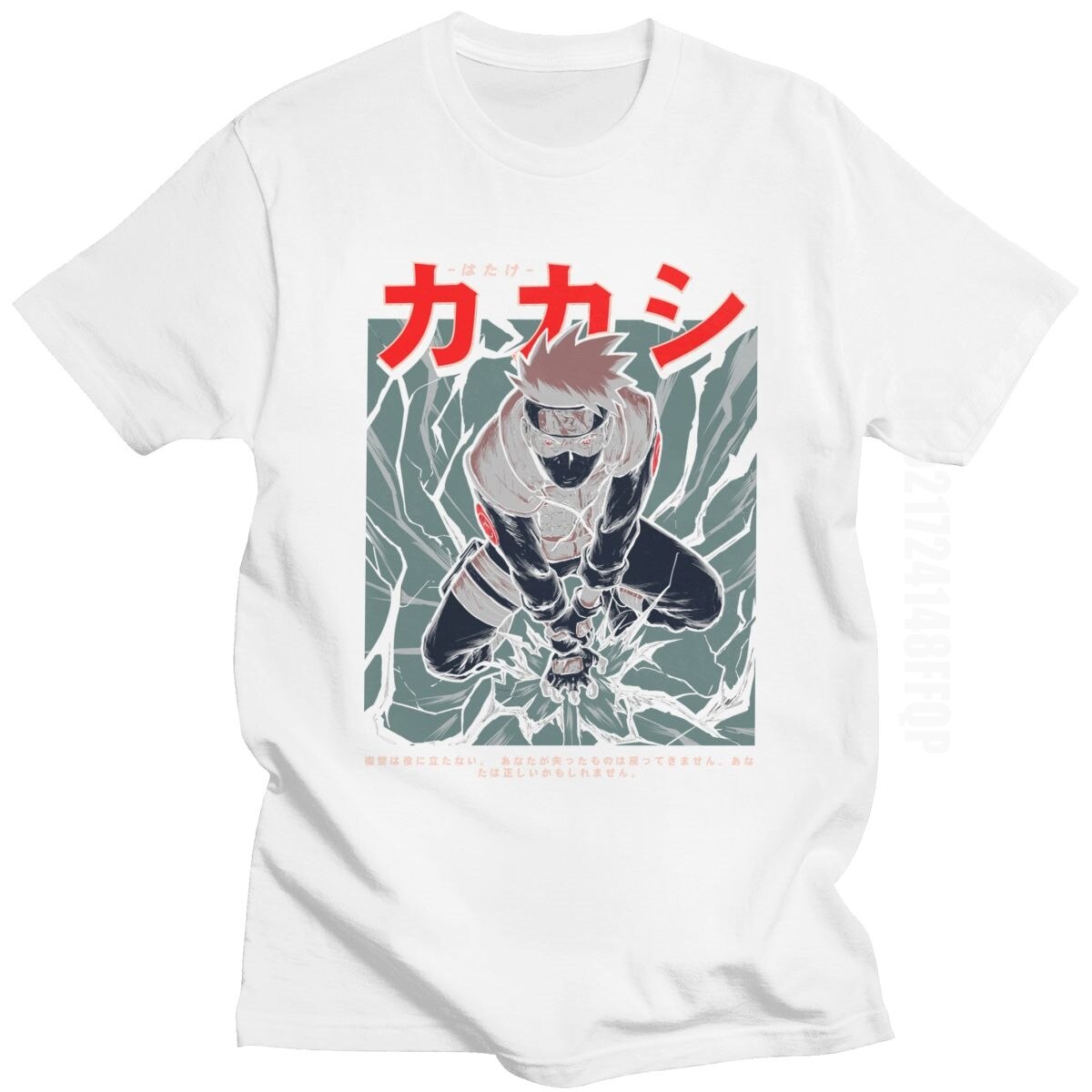 Kakashi Hatake Tshirt Men 100% Cotton Anime Manga Sharingan Tee Shirt Crewneck Summer Naruto Ninja T-shirt Japan Style Clothing