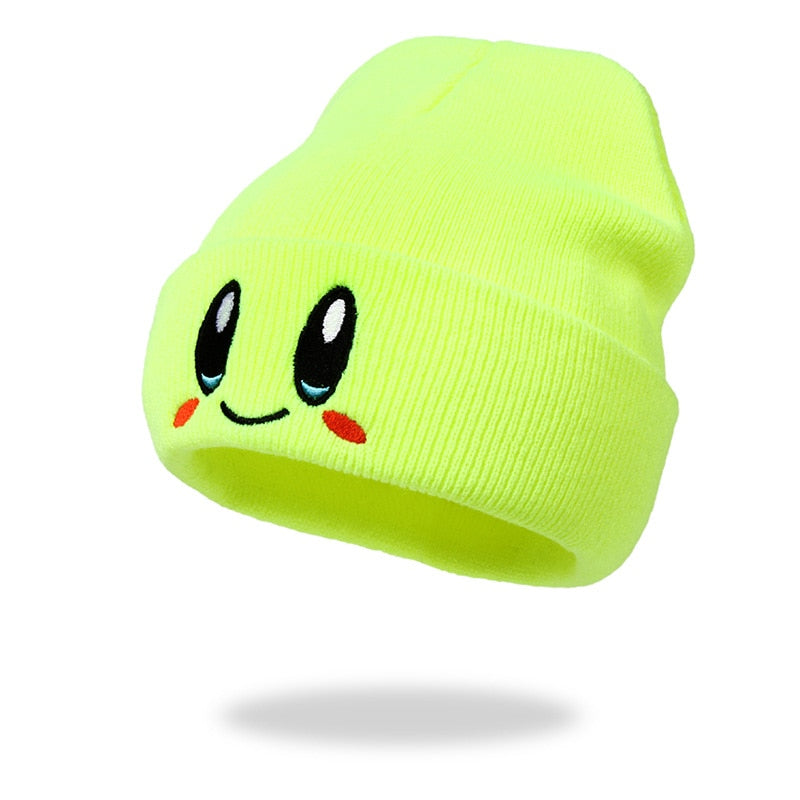Beanie, Big eye Pattern Embroidery Knitted hat, Warm cap, Hip-hop hat, Woolen hat, Women's Knitted thick hat, Melon leather hat
