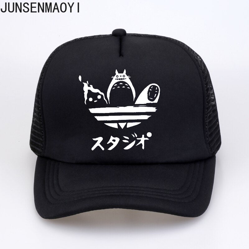 Cartoon Totoro Spirited Away Baseball Caps No Face Faceless Man snapback hats Women Anime mesh trucker cap Parent-child Sun Hat