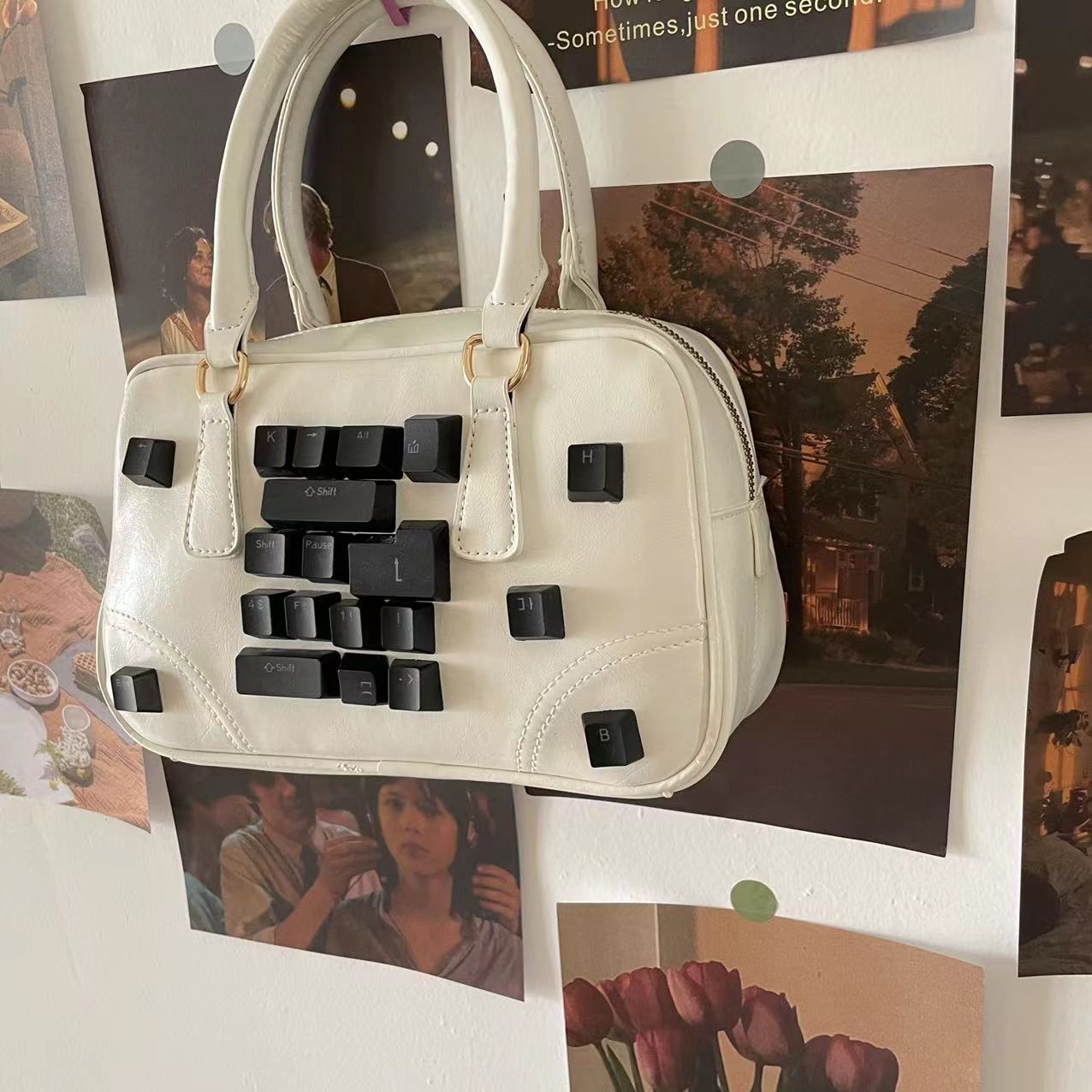 Keybord Design Messenger Bags For Women Leather Lolita Handbag Inclined Shoulder Crossbody Bag Female Luxury Punk Flaps Bolsa