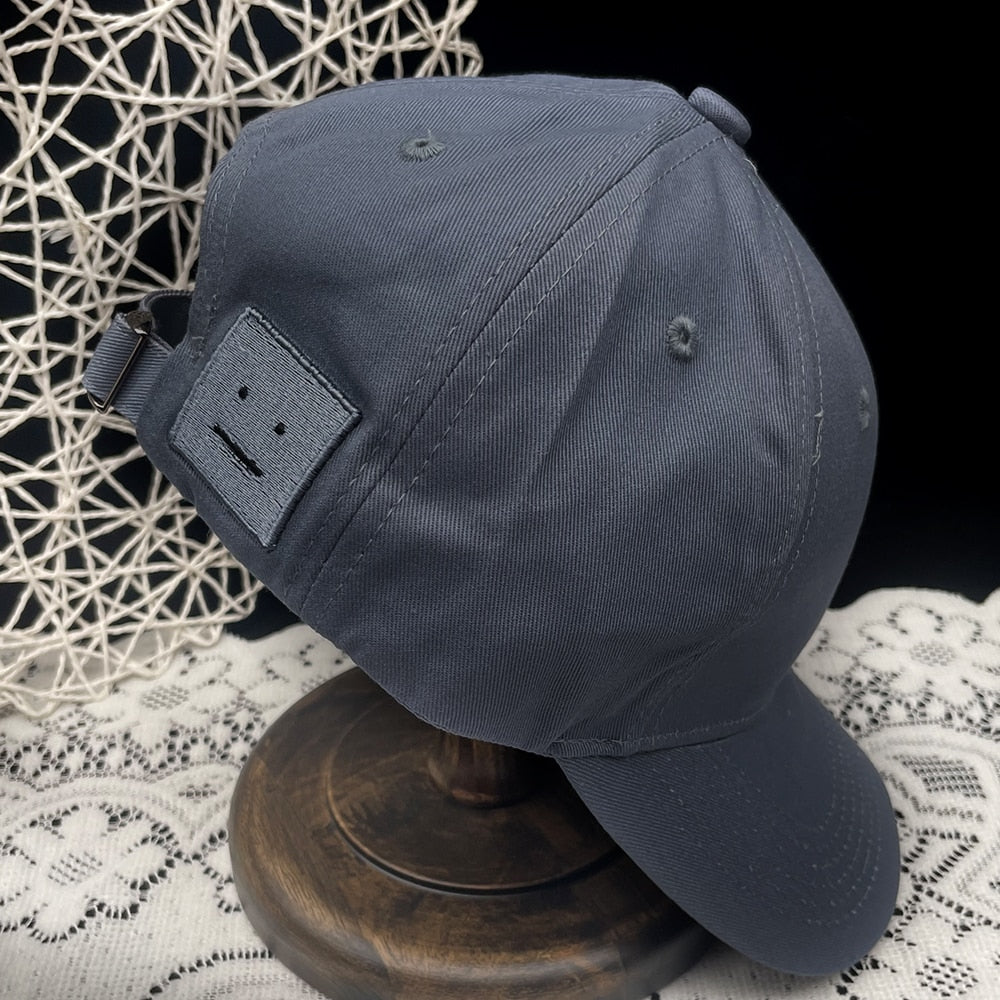 AC Studio Unisex Solid Color Smiley Baseball Cap Breathable Cotton Snapback Sun