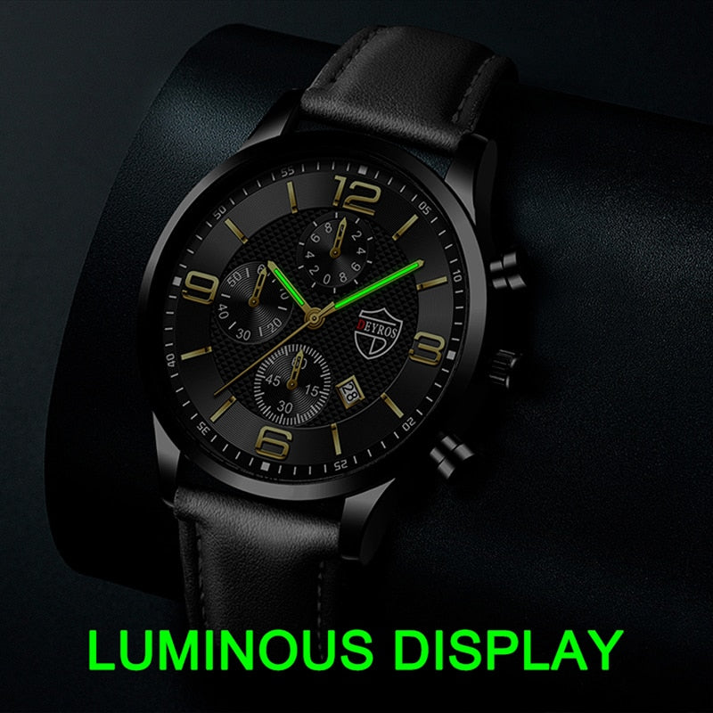 Fashion Brand Men's Watches Luxury Men Leather Quartz WristWatch  Leather Bracelet Watch Sports Casual Male Luminous Clock