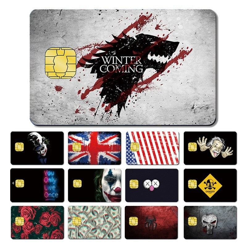 Matte 3M PVC Cartoon  Joker Half Cover Sticker Case Film for Big Small Chip Credit Debt Card