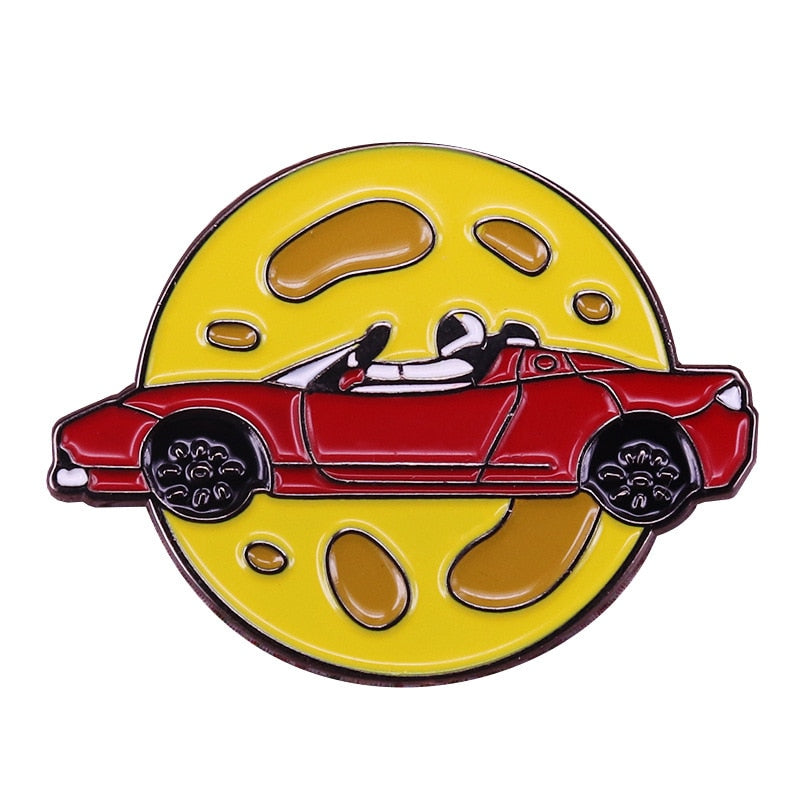 Cool space sports car brooch