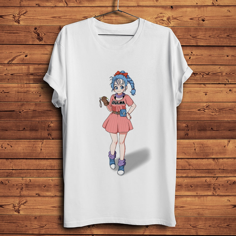 DBZ kawaii bulma funny anime tshirt men new White short sleeve homme casual t shirt unisex Japan manga dragon streetwear
