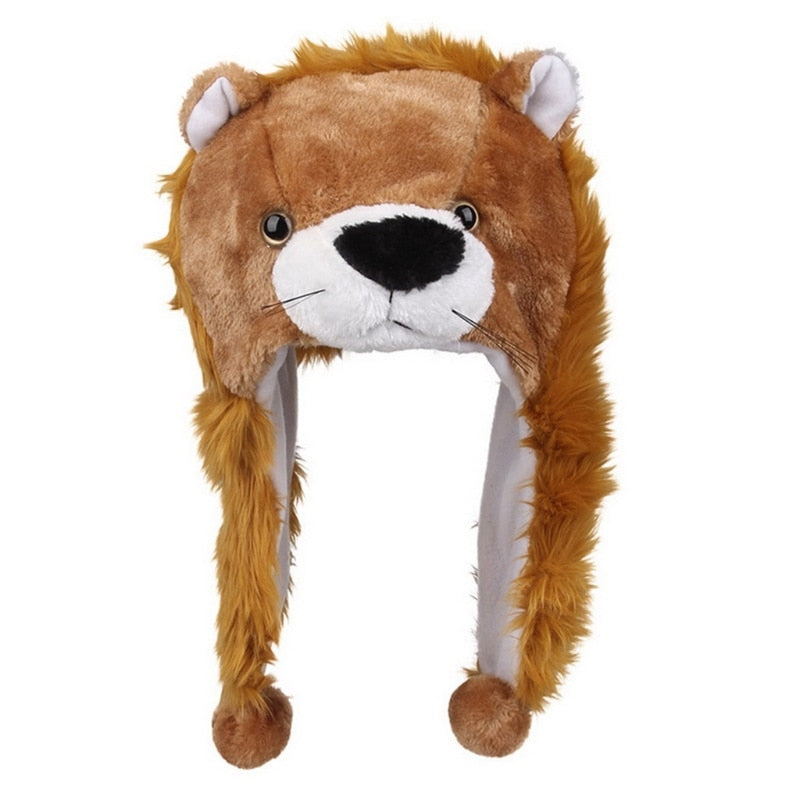Adult Kids Winter Cute Plush Animal Character Beanie Hat with Pom Pom Ends Long
