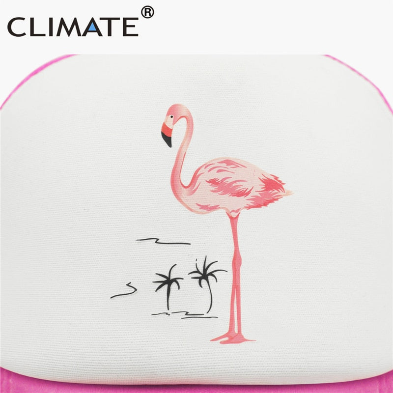 CLIMATE Flamingo Cap Girls Women Hat Pink Rose Cap Cute Lovely Summer Caps Hat Hip Hop Mesh Baseball Caps Hat for Women