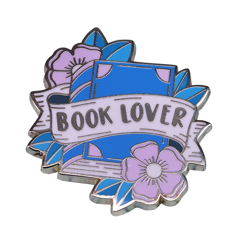 Beautiful book brooch Pink flower badge