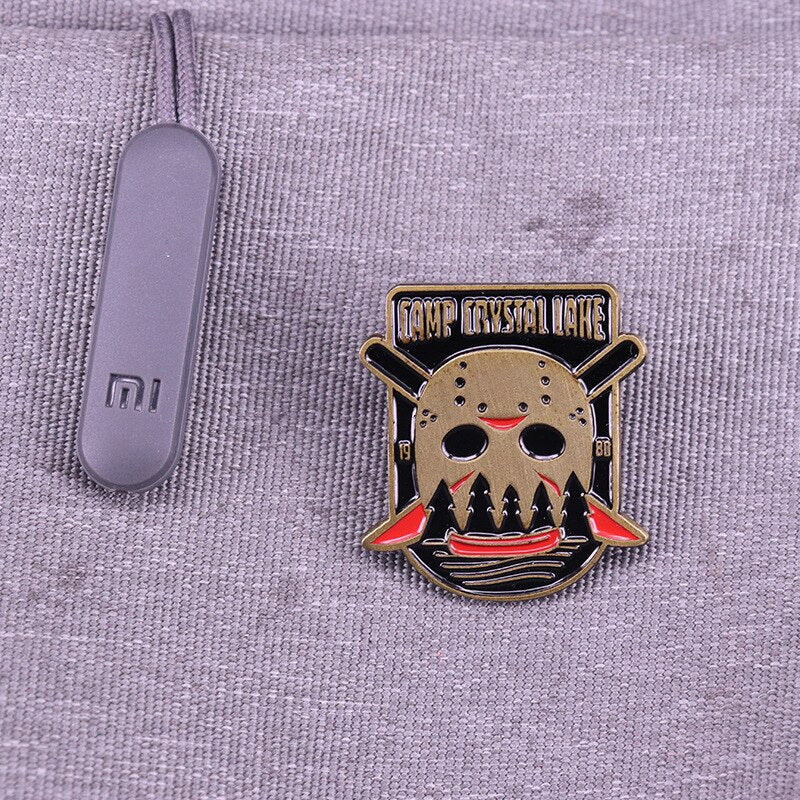 Crystal Lake Camp Jason Brooch Friday 13th Horror Movie Badge